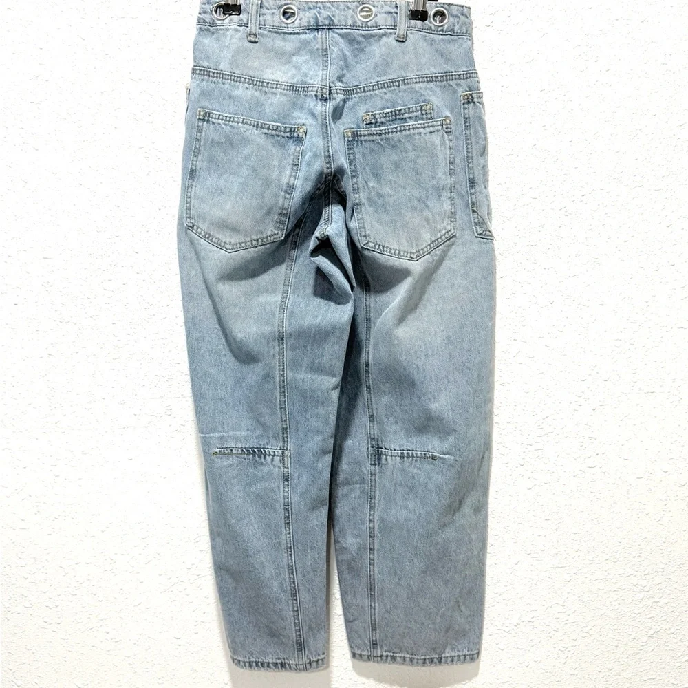 Cali1850 barrel legs big patch pockets Women's Light Blue Jeans‎ 1/25